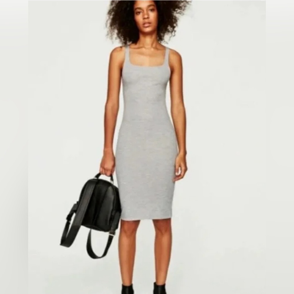 Zara Trafaluc Gray Bodycon Midi Dress - size large
